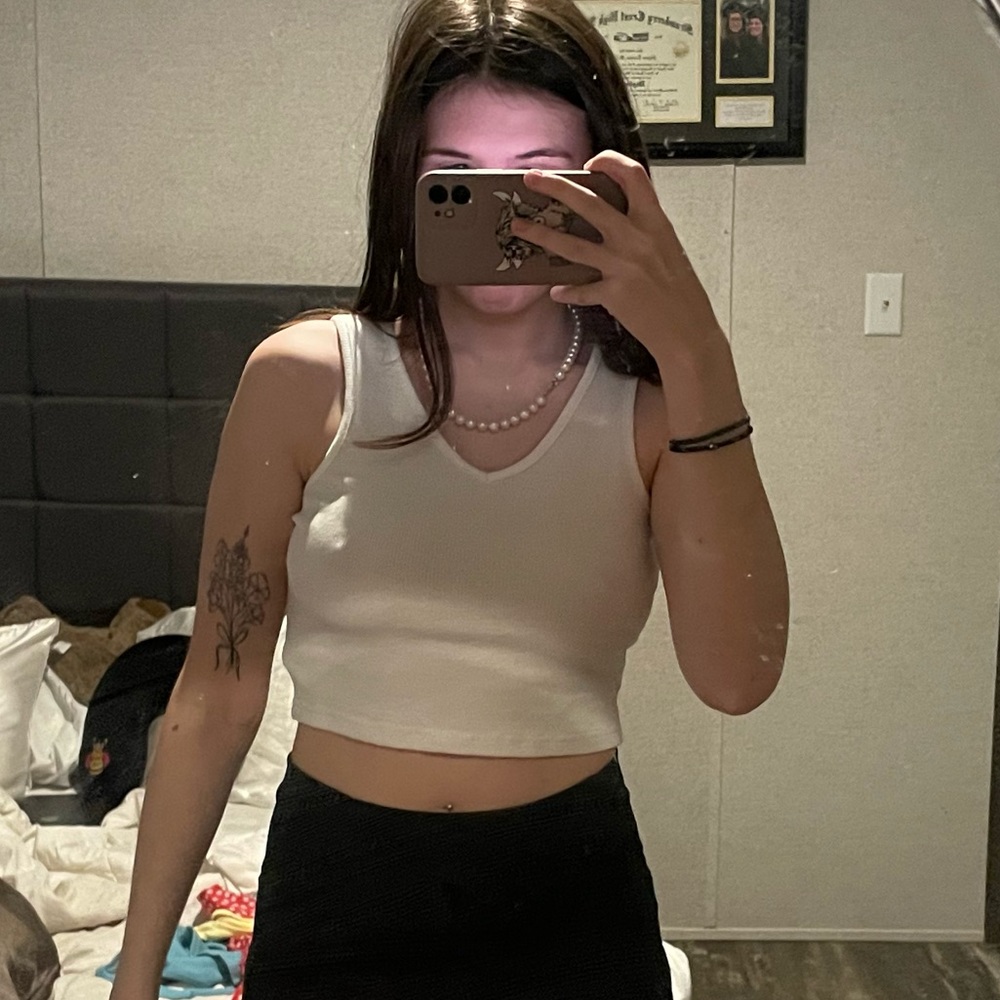white cropped tank